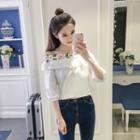 Floral 3/4-sleeve Off-shoulder Top