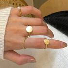 Set Of 4: Metal Ring 0912a - Set Of 4 - Gold - One Size