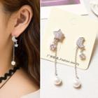 Non-matching Moon & Star Drop Earring / Clip-on Earring