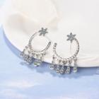 Cz Star Earring Copper Plated Platinum - One Size