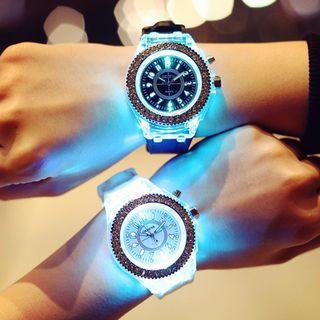Rhinestone Led Strap Watch