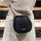 Glitter Faux Leather Round Crossbody Bag