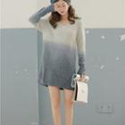 Gradient V-neck Knit Dress