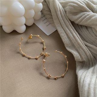 Hoop Ear Stud 1 Pair - Gold - One Size
