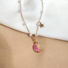 Beaded Moon & Star Necklace Moon - One Size