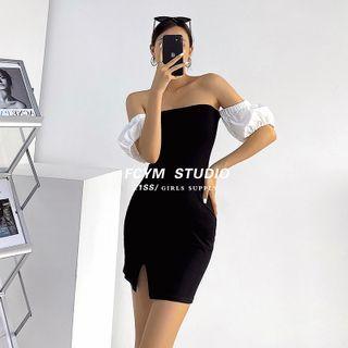 Colorblock Slited Mini Tube Dress