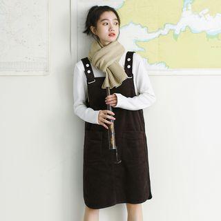 Front Pocket Corduroy Jumper Dress
