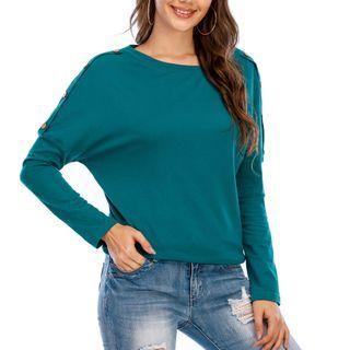 Long-sleeve Side-button T-shirt