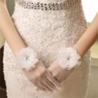 Flower Rhinestone Wedding Gloves