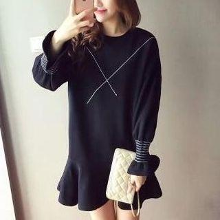 Long-sleeve Ruffle Hem Mini Dress
