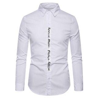 Long-sleeve Lettering Paneled Shirt