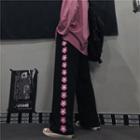 Flower Patterned Straight-cut Sweatpants