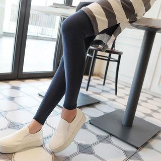 Wide Band-waist Plain Leggings