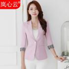 Set: Striped Panel 3/4 Sleeve Blazer + Pants