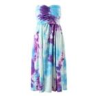 Strapless Print Midi A-line Dress