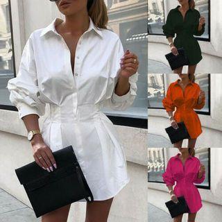 Long-sleeve A-line Mini Shirtdress