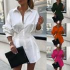 Long-sleeve A-line Mini Shirtdress