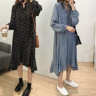 Long-sleeve Print Loose-fit Shirtdress