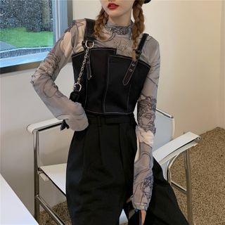Long-sleeve Print Top / Camisole Top / Dress Pants