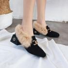 Block-heel Furry Loafers