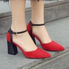 Ankle-strap Chunky-heel Pointed Toe Sandals