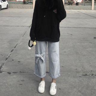 Bow-accent Wide-leg Jeans