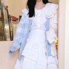 Check Cardigan Blue & White - One Size