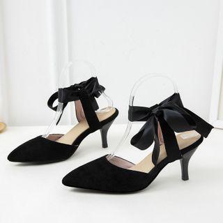 Pointy-toe Tie-strap Kitten Heel Sandals