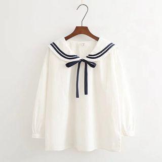 Sailor Collar Long-sleeve Blouse