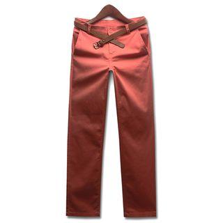Straight-cut Chino Pants With Belt