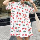 Cherry Print Short-sleeve Shirt Dress
