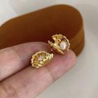 Shell Freshwater Pearl Alloy Earring 1 Pair - E153 - Gold - One Size