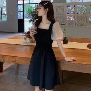 Puff-sleeve A-line Dress As Shown In Figure - One Size