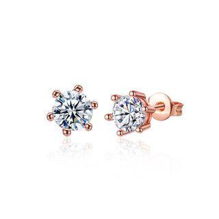 Simple Rose Gold Plated Austrian Element Crystal Stud Earrings Rose Gold - One Size