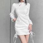 Long-sleeve Stand-collar Drawstring Qipao Dress