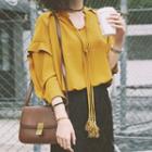 Tasseled Tie Neck 3/4 Sleeve Blouse