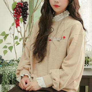 Eyelet-lace Trim Blouse White - One Size