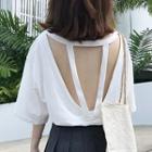 Oversize Open Back Elbow-sleeve T-shirt