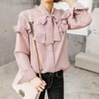 Ruffle-trim Blouse With Sash