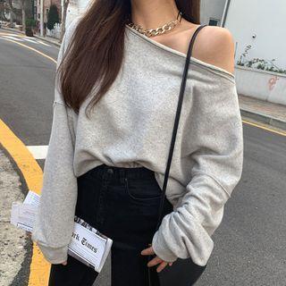 One-shoulder Sweatshirt Gray - One Size