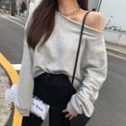 One-shoulder Sweatshirt Gray - One Size