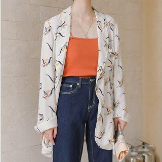Floral Print Blazer White - One Size