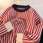 Long-sleeve Knit Sweater Red - One Size