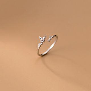 Leaf Sterling Silver Open Ring 1 Pc - Ring - Silver - One Size