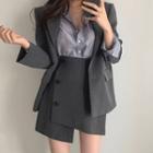 Plain Blazer / Asymmetrical Skirt / Shirt