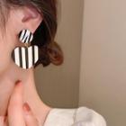 Heart Striped Acrylic Dangle Earring 1 Pair - Striped - Black & White - One Size