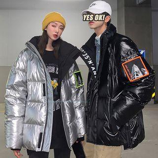 Couple Matching Applique Zip Padded Coat
