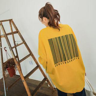 Barcode Text Print Oversized T-shirt