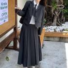 Cropped Blazer / Pleated Midi Skirt / Long-sleeve Plain Shirt & Tie
