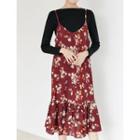 Spaghetti-strap Ruffle-hem A-line Dress